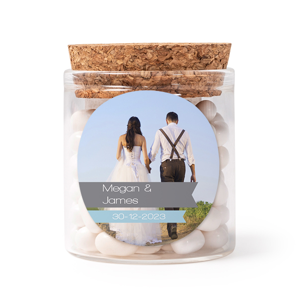 Glass jars with round stickers - set of 12