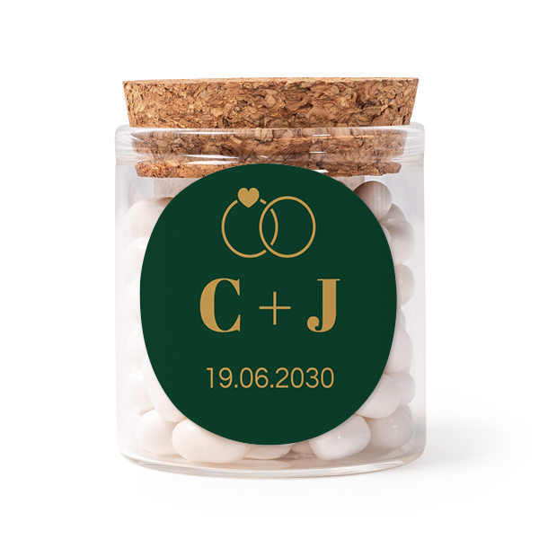 Mini-Glas personalisiert mit rundem Sticker - 12 Stk.