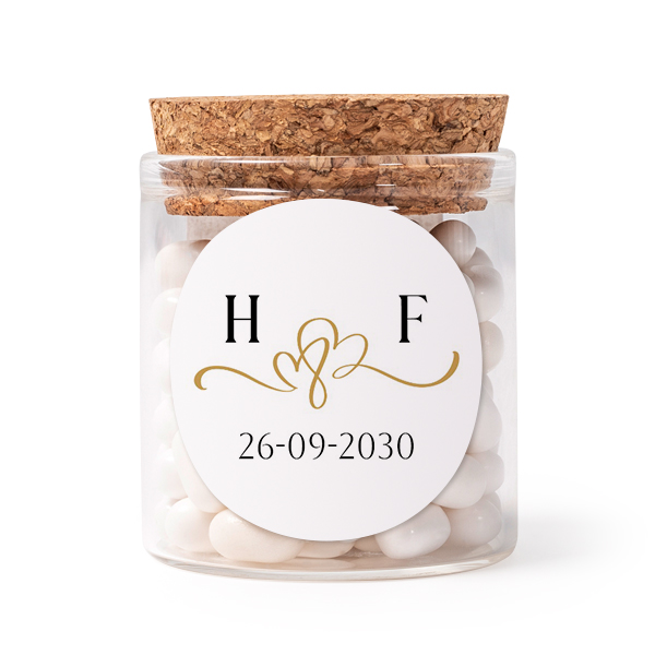 Glass jars with round stickers - set of 12 Glass jars with round stickers - set of 12