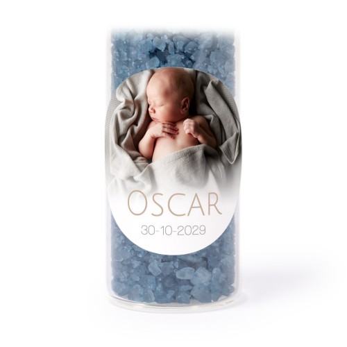 Glassrør med runde klistremerker & blått badesalt - 12 stk