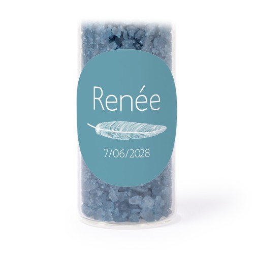 Glasrør med runde klistermærker & blåt badesalt - 12 stk