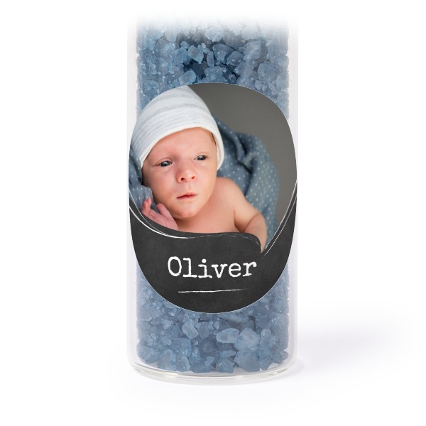 Glassrør med runde klistremerker & blått badesalt - 12 stk Glassrør med runde klistremerker & blått badesalt - 12 stk