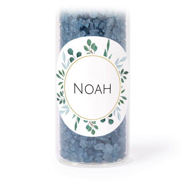 Glasrör med runda klistermärken & blått badsalt - 12 st