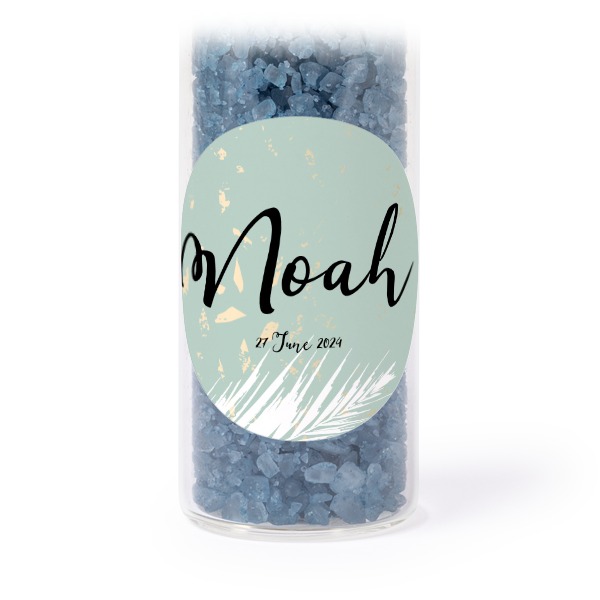 Glasrör med runda klistermärken & blått badsalt - 12 st