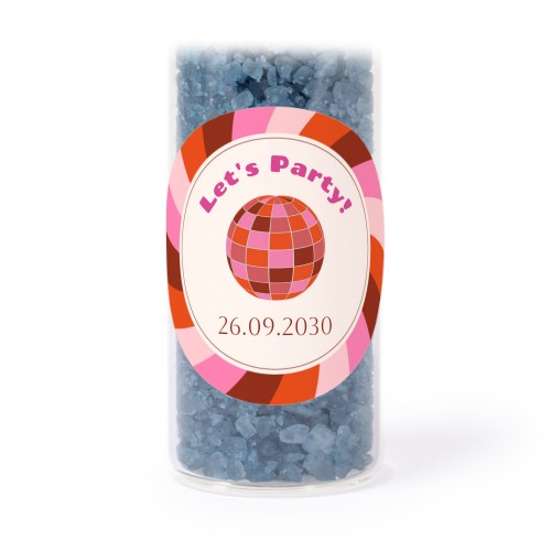 Tube avec sticker rond &amp; sel de bain bleu (lot de 12)