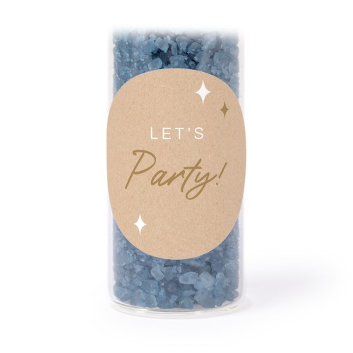 Tube avec sticker rond &amp; sel de bain bleu (lot de 12)