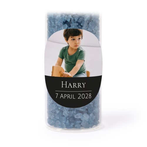 Mini-Glasröhrchen Set mit runden Stickern & Badesalz Blau - 12 Stk.