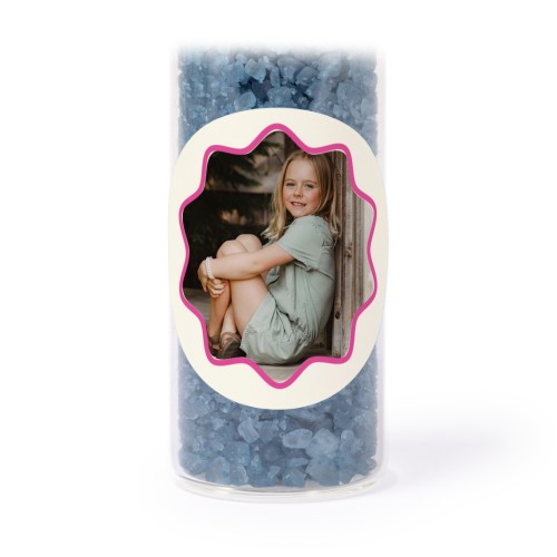 Glazen buisjes met ronde stickers & blauw badzout (set van 12)