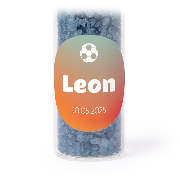 Tube avec sticker rond & sel de bain bleu (lot de 12) Tube avec sticker rond & sel de bain bleu (lot de 12)