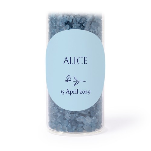 Glasrör med runda klistermärken & blått badsalt - 12 st