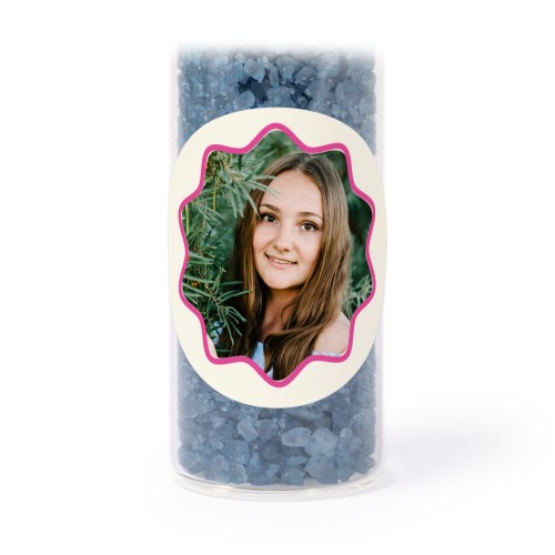 Glasrør med runde klistermærker & blåt badesalt - 12 stk