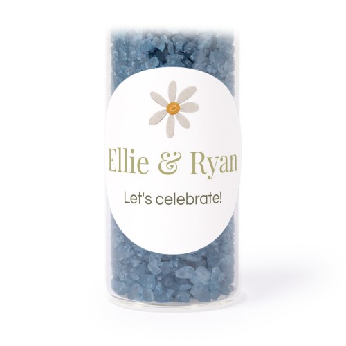 Tube avec sticker rond &amp; sel de bain bleu (lot de 12)