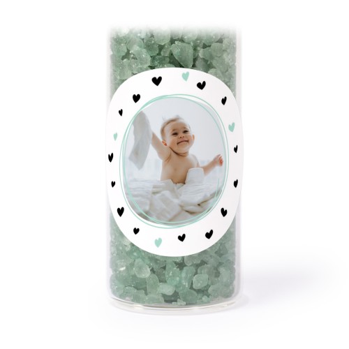 Mini-Glasröhrchen Set mit runden Stickern & Badesalz Grün - 12 Stk.