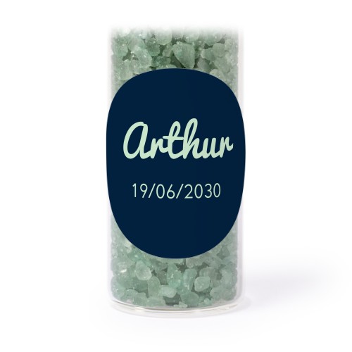 Glassrør med runde klistremerker & grønt badesalt - 12 stk