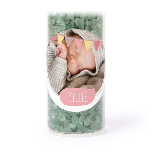 Glasrør med runde klistermærker & grønt badesalt - 12 stk