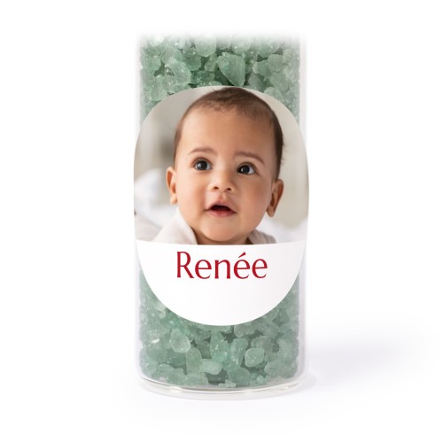 Glazen buisjes met ronde stickers & groen badzout (set van 12)