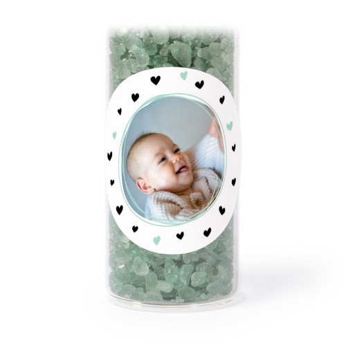 Tube avec sticker rond & sel de bain vert (lot de 12) Tube avec sticker rond & sel de bain vert (lot de 12)