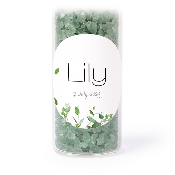 Glasrör med runda klistermärken & grönt badsalt - 12 st