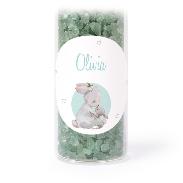 Glasrør med runde klistermærker & grønt badesalt - 12 stk