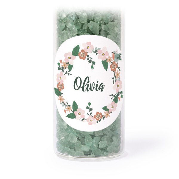 Glasrör med runda klistermärken & grönt badsalt - 12 st