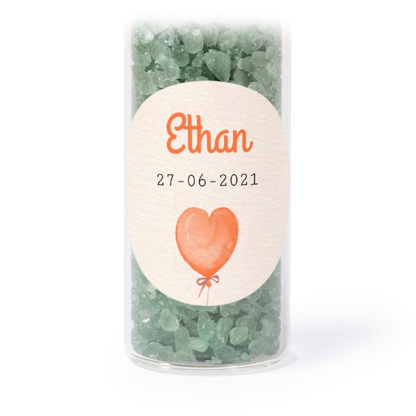 Glasrör med runda klistermärken & grönt badsalt - 12 st