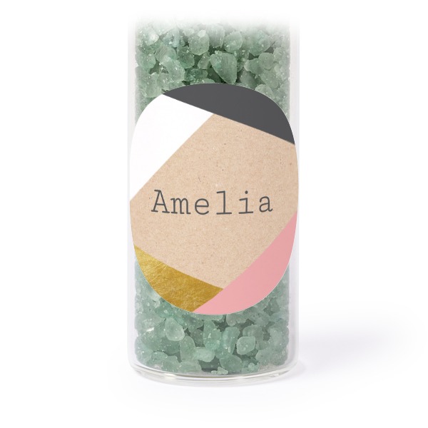 Tube avec sticker rond &amp; sel de bain vert (lot de 12)