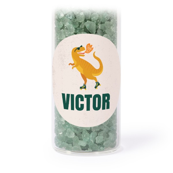 Tube avec sticker rond & sel de bain vert (lot de 12)