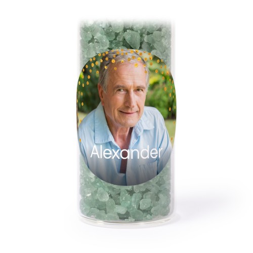 Glasrør med runde klistermærker & grønt badesalt - 12 stk