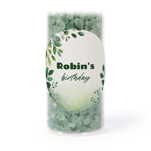 Glasrør med runde klistermærker & grønt badesalt - 12 stk Glasrør med runde klistermærker & grønt badesalt - 12 stk