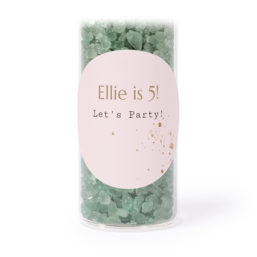 Glasrör med runda klistermärken & grönt badsalt - 12 st