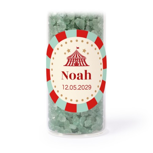 Glasrør med runde klistermærker & grønt badesalt - 12 stk