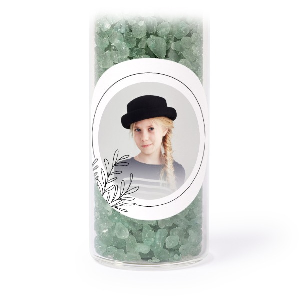 Glasrör med runda klistermärken & grönt badsalt - 12 st