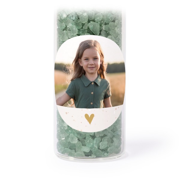 Tube avec sticker rond & sel de bain vert (lot de 12)
