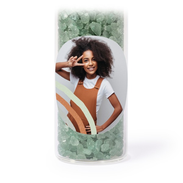 Tube avec sticker rond & sel de bain vert (lot de 12)