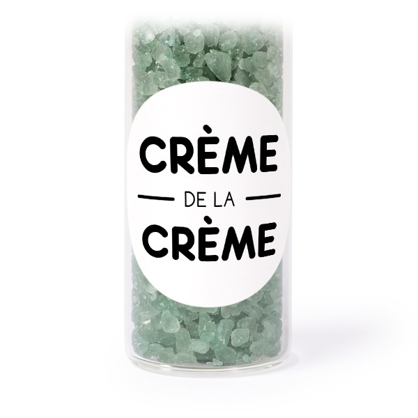 Glazen buisjes met ronde stickers & groen badzout (set van 12) Glazen buisjes met ronde stickers & groen badzout (set van 12)