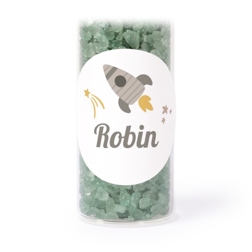 Glassrør med runde klistremerker & grønt badesalt - 12 stk Glassrør med runde klistremerker & grønt badesalt - 12 stk