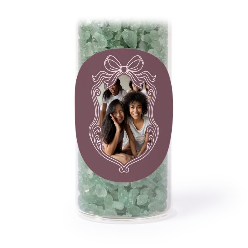 Glass tubes with round stickers & green bath salt - set of 12