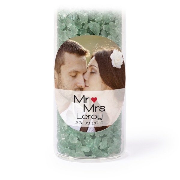 Mini-Glasröhrchen Set mit runden Stickern & Badesalz Grün - 12 Stk.