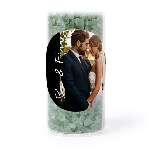 Glasrør med runde klistermærker & grønt badesalt - 12 stk