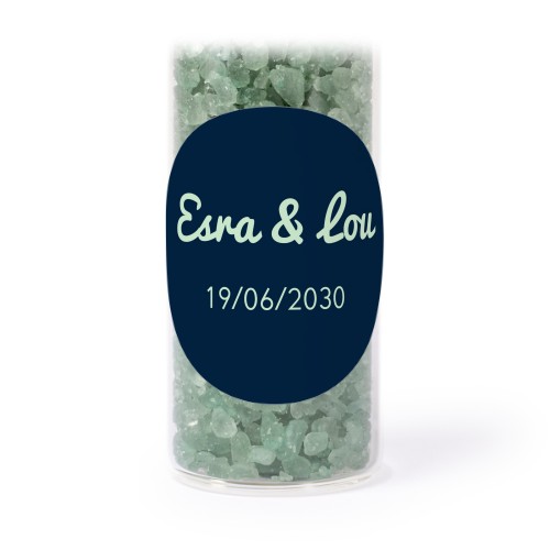 Glasrør med runde klistermærker & grønt badesalt - 12 stk