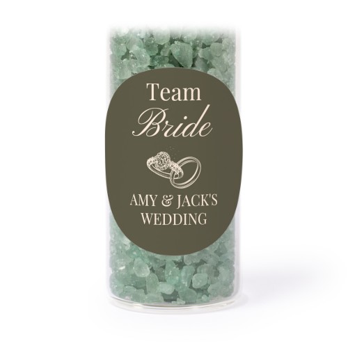 Glazen buisjes met ronde stickers & groen badzout (set van 12) Glazen buisjes met ronde stickers & groen badzout (set van 12)