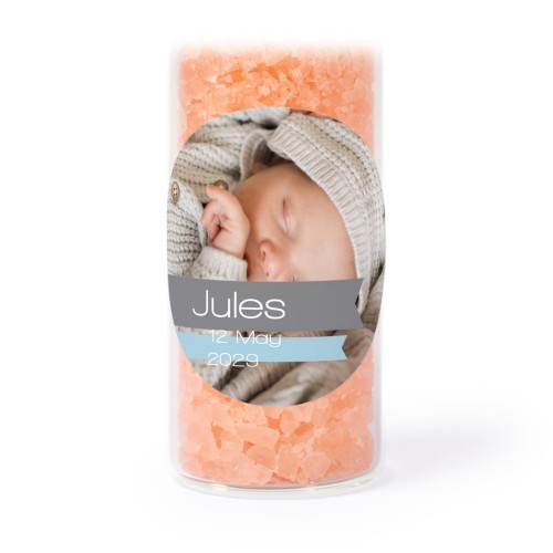 Glazen buisjes met ronde stickers & roze badzout (set van 12) Glazen buisjes met ronde stickers & roze badzout (set van 12)