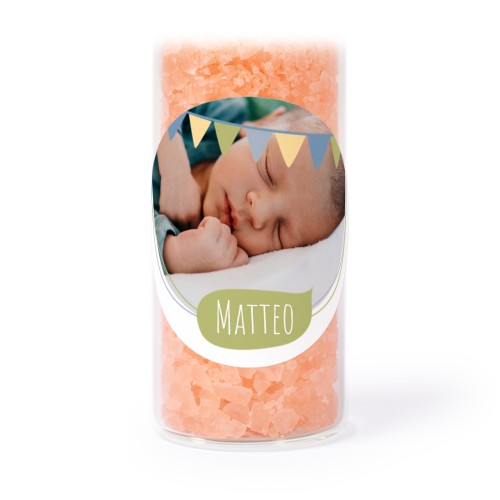 Glassrør med runde klistremerker & rosa badesalt - 12 stk