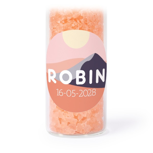 Tube avec sticker rond & sel de bain rose (lot de 12) Tube avec sticker rond & sel de bain rose (lot de 12)