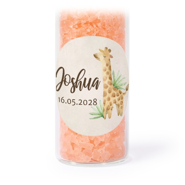 Tube avec sticker rond & sel de bain rose (lot de 12) Tube avec sticker rond & sel de bain rose (lot de 12)