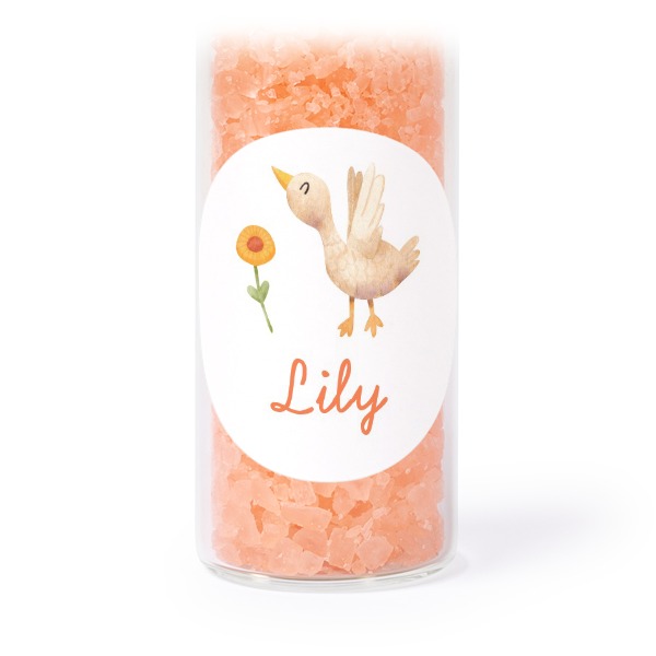 Tube avec sticker rond & sel de bain rose (lot de 12) Tube avec sticker rond & sel de bain rose (lot de 12)