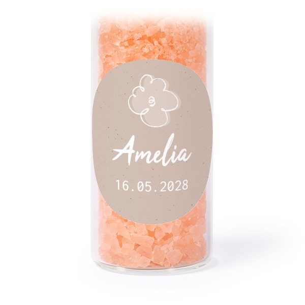 Glasrör med runda klistermärken & rosa badsalt - 12 st