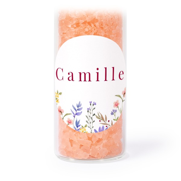 Tube avec sticker rond & sel de bain rose (lot de 12) Tube avec sticker rond & sel de bain rose (lot de 12)