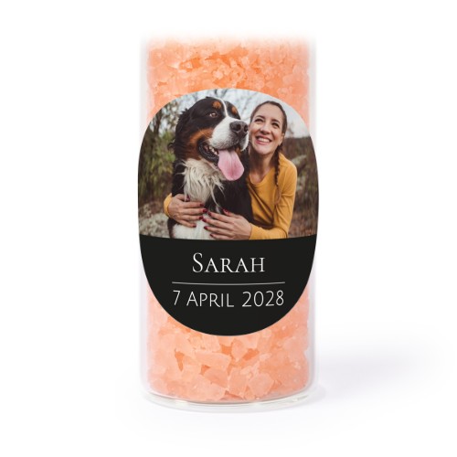 Glazen buisjes met ronde stickers & roze badzout - set van 12