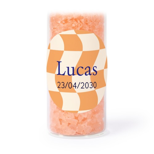 Tube avec sticker rond &amp; sel de bain rose (lot de 12)